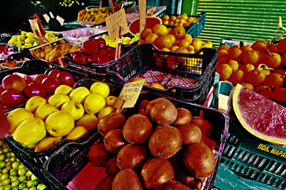 Marktstand-Obst-Diachrome